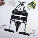 Lace eyelash patchwork neck hanging lingerie