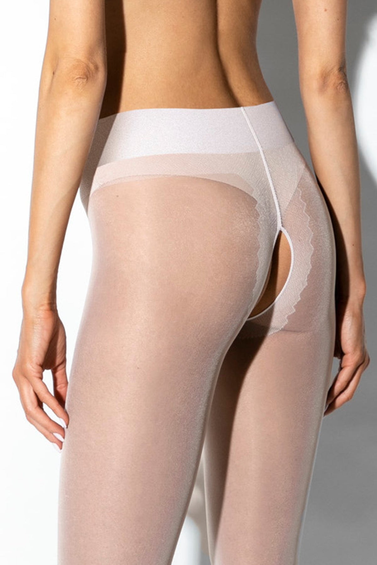 Amour Hip Gloss White Open Crotch Pantyhose 20DEN