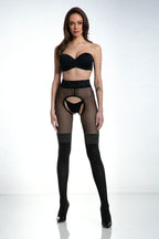 Amour Secretary Open Crotch Pantyhose 30/60 DEN Black