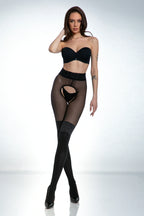 Amour Secretary Open Crotch Pantyhose 30/60 DEN Black